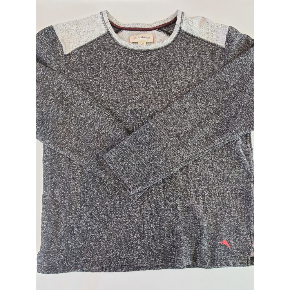 Tommy Bahama Mens Grey Colorblock Marlin Long Sleeve Crewneck Tee Shirt XL